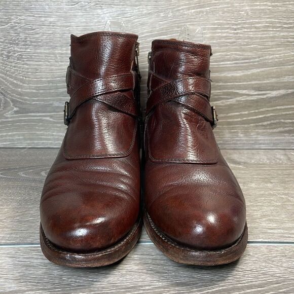 Frye Jayden Cross Strap Dark Brown Leather Women’s Sz 6B Side Zip Ankle Boots - Picture 2 of 14